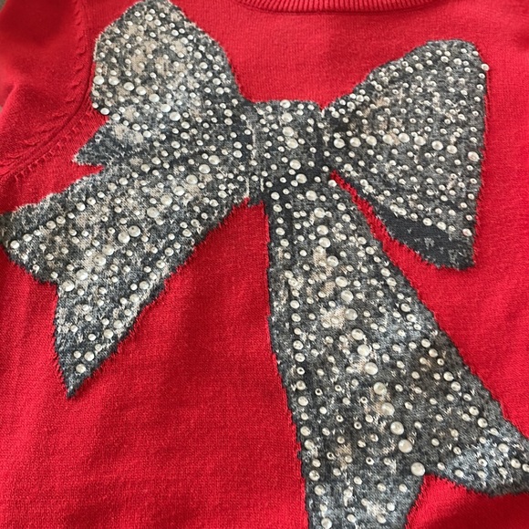 NWOT Cynthia Rowley red holiday sweater w/bow - Picture 5 of 6